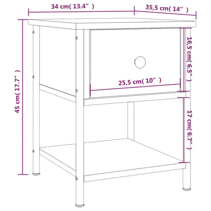sengebord 34x35,5x45 cm konstrueret træ sonoma-eg