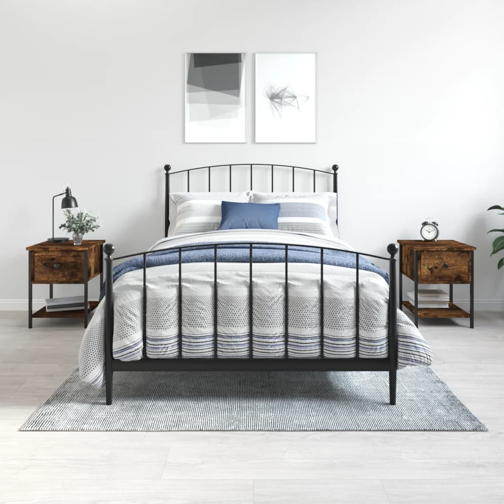 sengeborde 2 stk. 34x35,5x45 cm røget egetræsfarve