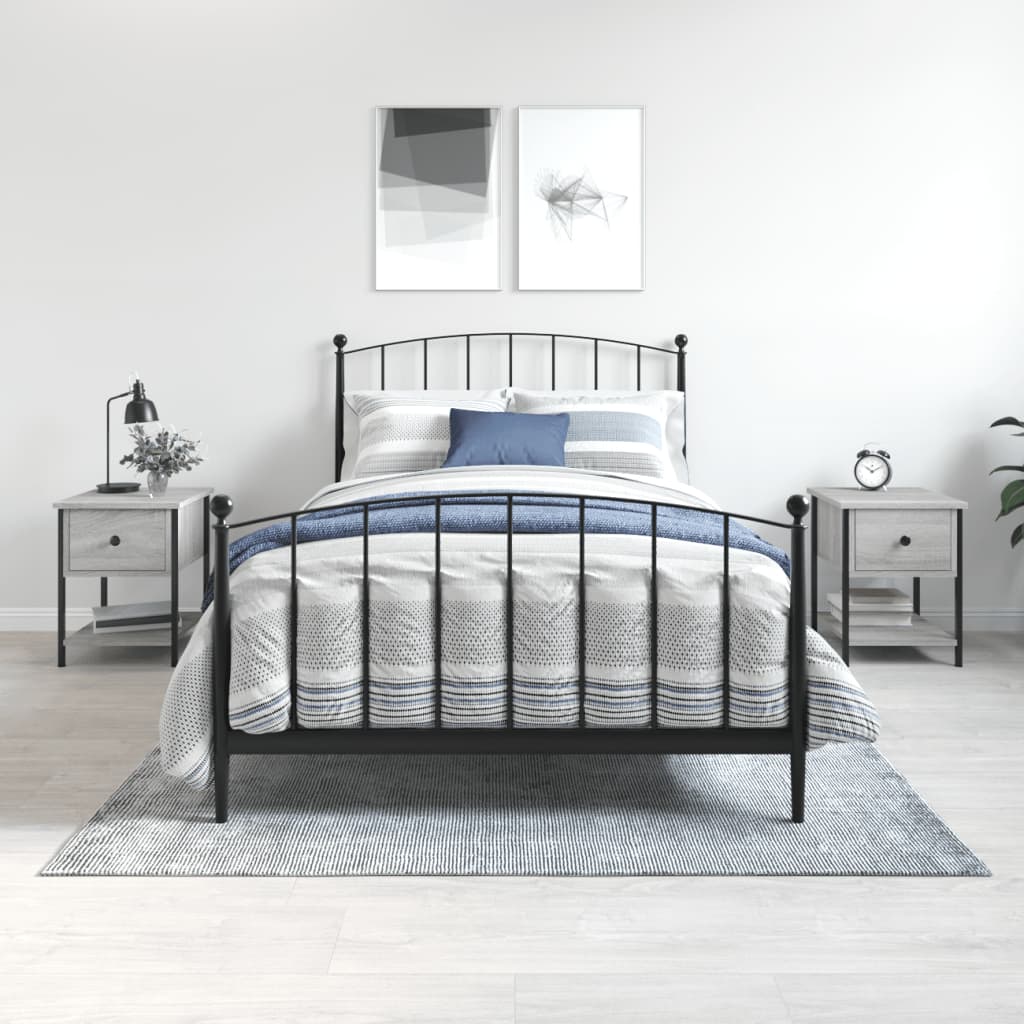 sengebord 2 stk. 34x35,5x45 cm konstrueret træ grå sonoma-eg