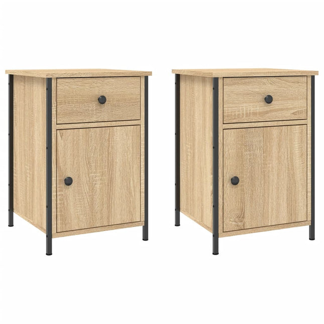 sengeborde 2 stk. 40x42x60 cm konstrueret træ sonoma-eg