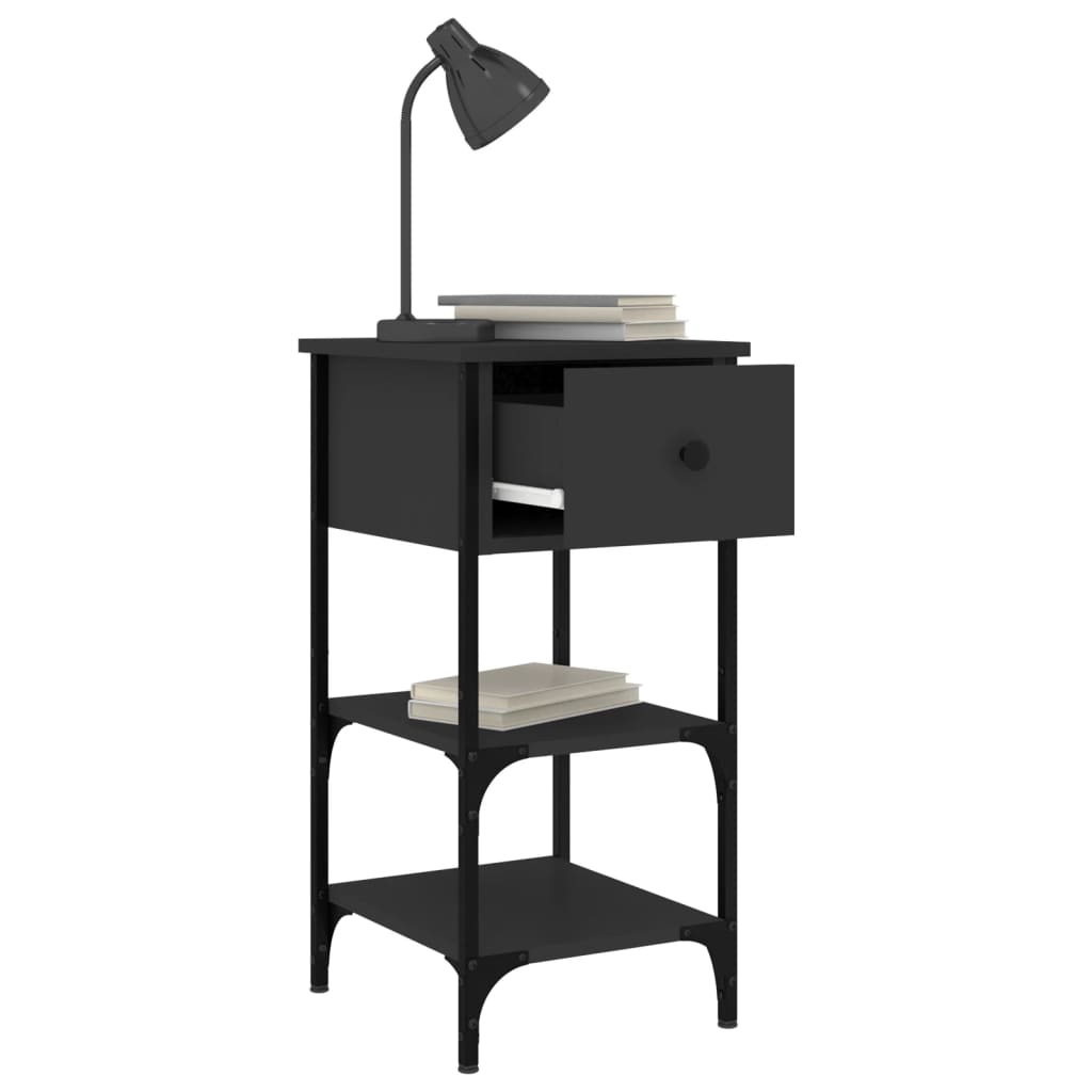 sengeborde 2 stk. 34x36x70 cm konstrueret træ sort