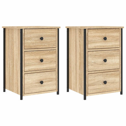 sengeborde 2 stk. 40x36x60 cm konstrueret træ sonoma-eg