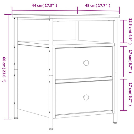 sengebord 44x45x60 cm konstrueret træ sonoma-eg