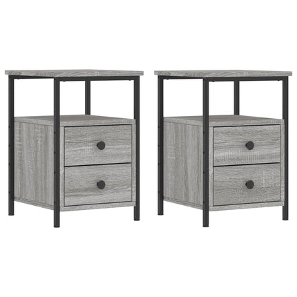 sengeborde 2 stk. 34x35,5x50 cm konstrueret træ grå sonoma-eg