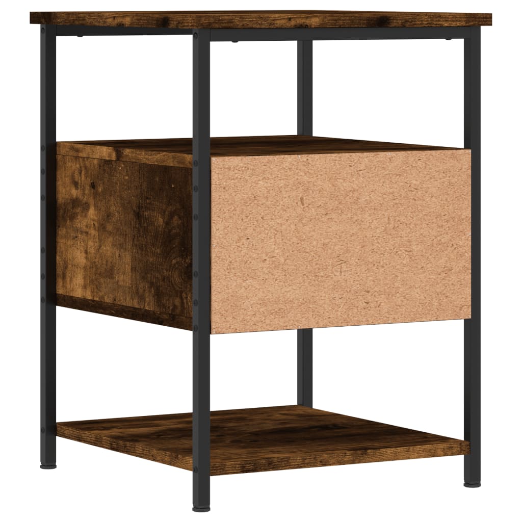 sengeborde 2 stk. 40x42x56 cm konstrueret træ røget egetræ