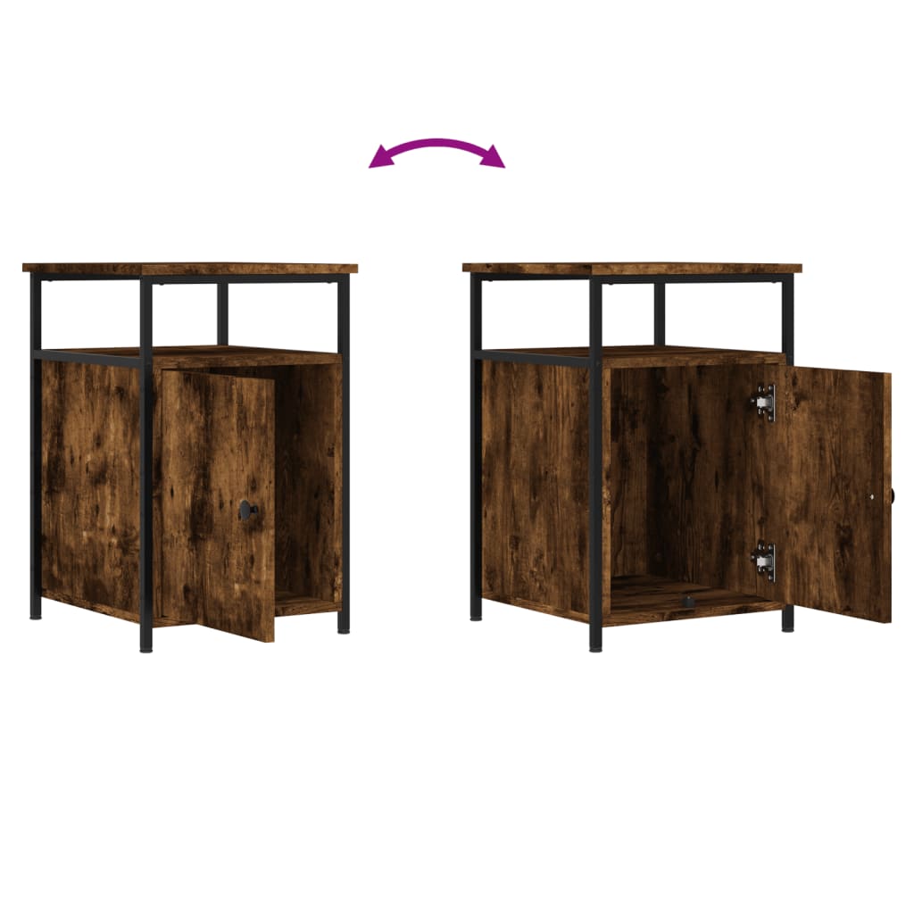 sengebord 40x42x60 cm konstrueret træ røget egetræsfarve