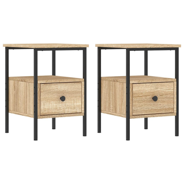 sengeborde 2 stk. 34x36x50 cm konstrueret træ sonoma-eg