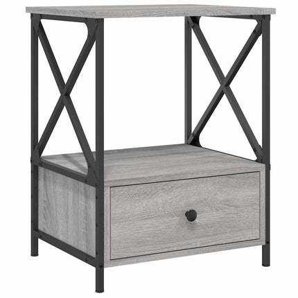 sengeborde 2 stk. 50x41x65 cm konstrueret træ grå sonoma-eg