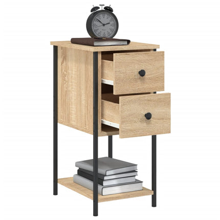 sengeborde 2 stk. 32x42x70 cm konstrueret træ sonoma-eg