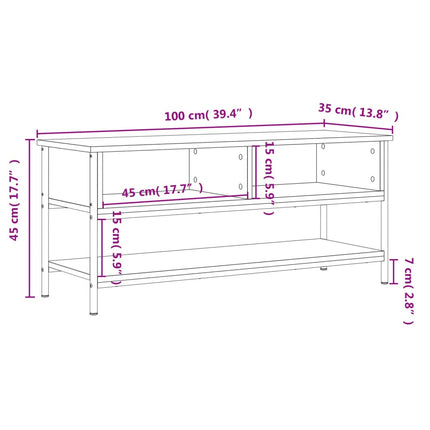 tv-bord 100x35x45 cm konstrueret træ røget egetræsfarve