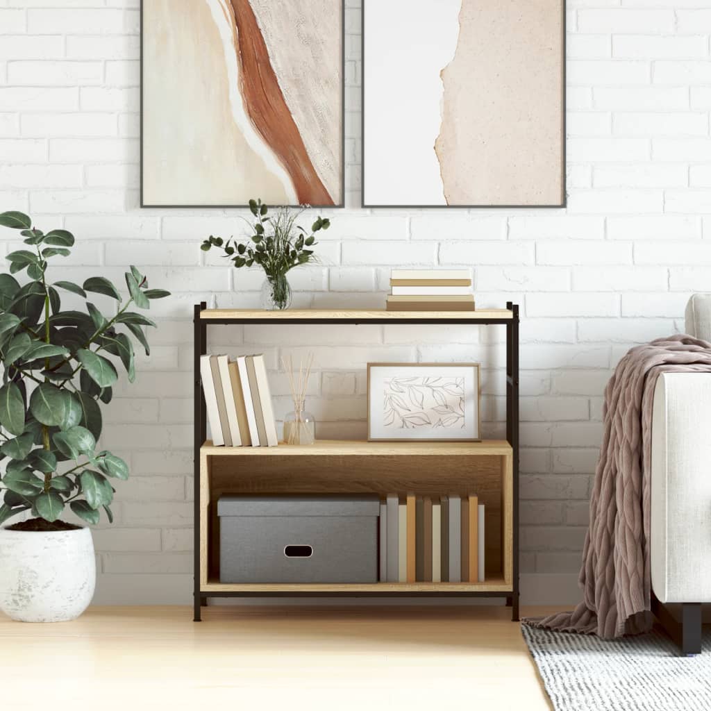 Bogreol 80X30X78,5 Cm Konstrueret Træ Og Jern Sonoma-Eg - 78.5 cm