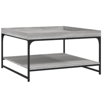 sofabord 80x80x45 cm konstrueret træ og jern grå sonoma-eg
