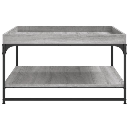 sofabord 80x80x45 cm konstrueret træ og jern grå sonoma-eg
