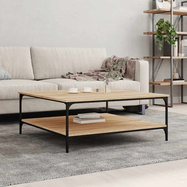 sofabord 100x100x40 cm konstrueret træ sonoma-eg