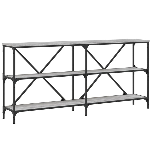konsolbord 160x30x75 cm konstrueret træ og jern grå sonoma-eg