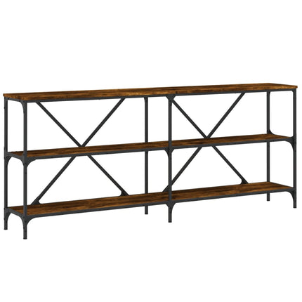 konsolbord 180x30x75 cm konstrueret træ og jern røget sonoma-eg