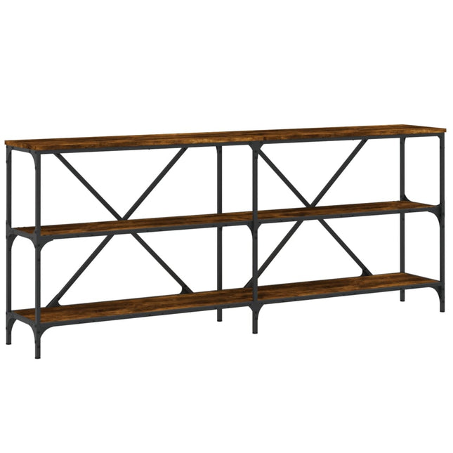konsolbord 180x30x75 cm konstrueret træ og jern røget sonoma-eg