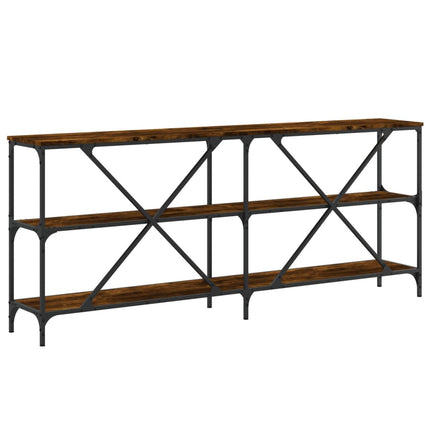 konsolbord 180x30x75 cm konstrueret træ og jern røget sonoma-eg