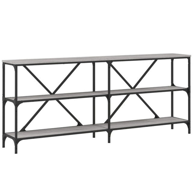 konsolbord 180x30x75 cm konstrueret træ og jern grå sonoma-eg