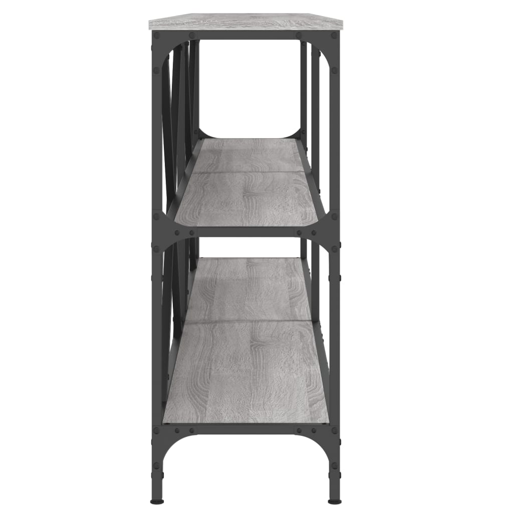konsolbord 180x30x75 cm konstrueret træ og jern grå sonoma-eg