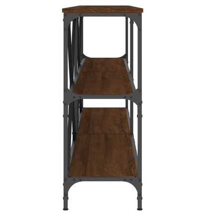 konsolbord 180x30x75 cm konstrueret træ og jern brunt egetræ