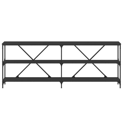 konsolbord 200x30x75 cm konstrueret træ og jern sort