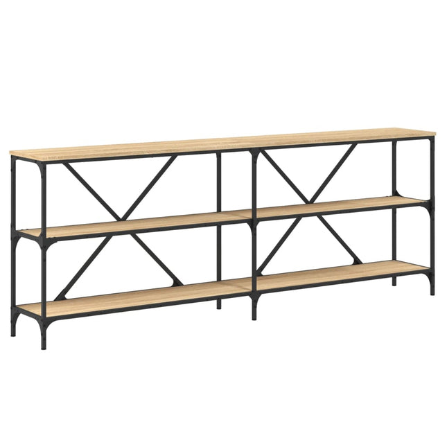 konsolbord 200x30x75 cm konstrueret træ og jern sonoma-eg