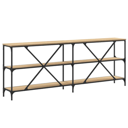 konsolbord 200x30x75 cm konstrueret træ og jern sonoma-eg