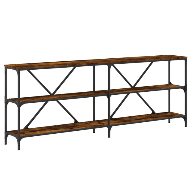 konsolbord 200x30x75 cm konstrueret træ og jern røget sonoma-eg