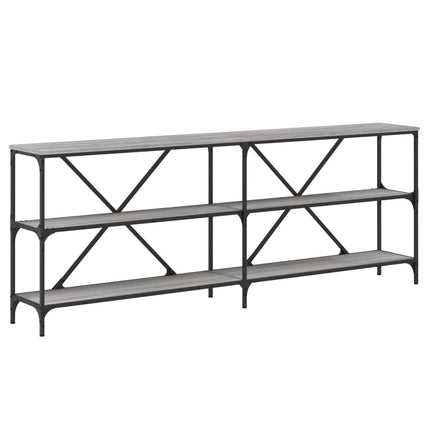 konsolbord 200x30x75 cm konstrueret træ og jern grå sonoma-eg