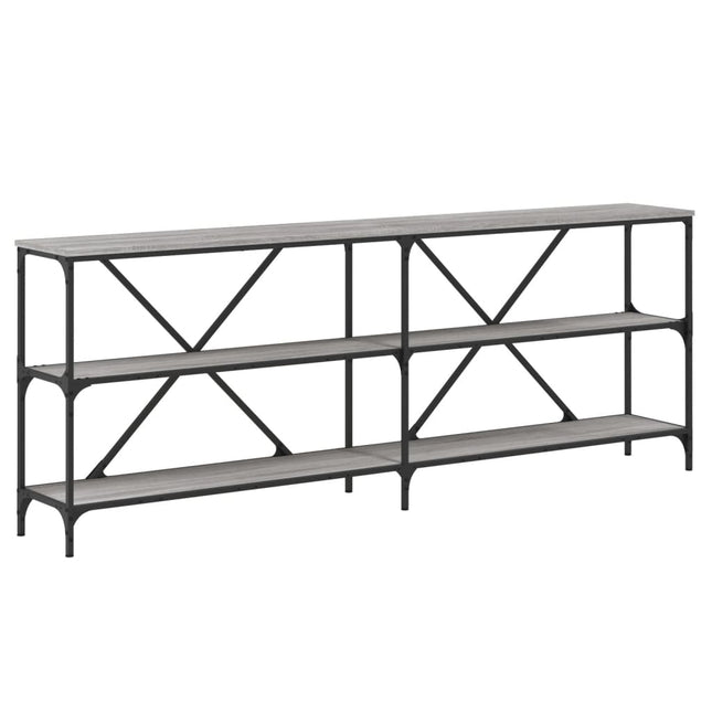 konsolbord 200x30x75 cm konstrueret træ og jern grå sonoma-eg