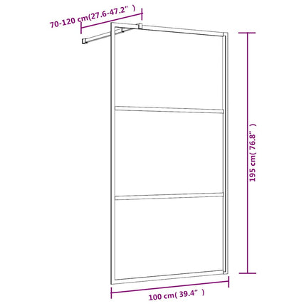 brusevæg 100x195 cm klart sikkerhedsglas guldfarvet