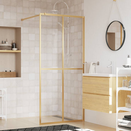 brusevæg 90x195 cm klart sikkerhedsglas guldfarvet