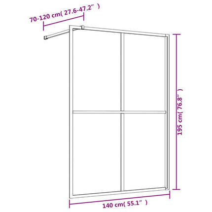 brusevæg 140x195 cm klart sikkerhedsglas guldfarvet