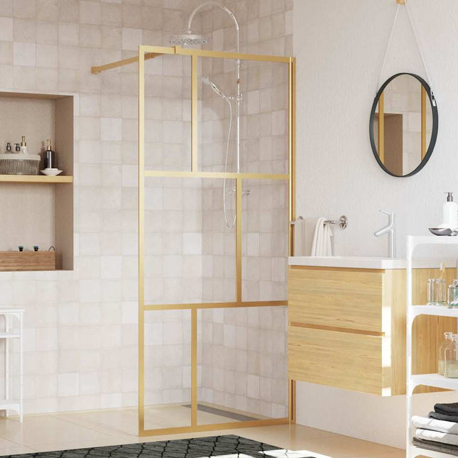 brusevæg 80x195 cm klart sikkerhedsglas guldfarvet