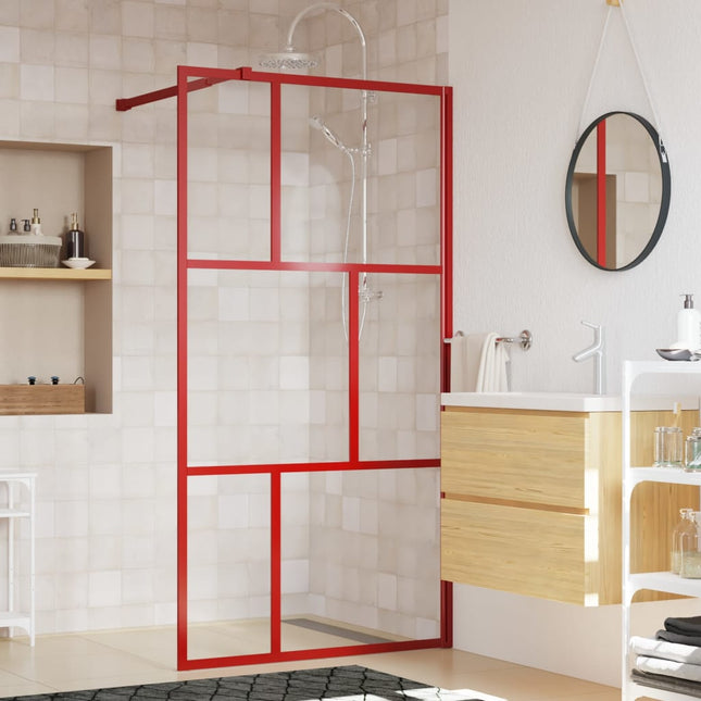 brusevæg 115x195 cm klart sikkerhedsglas rød