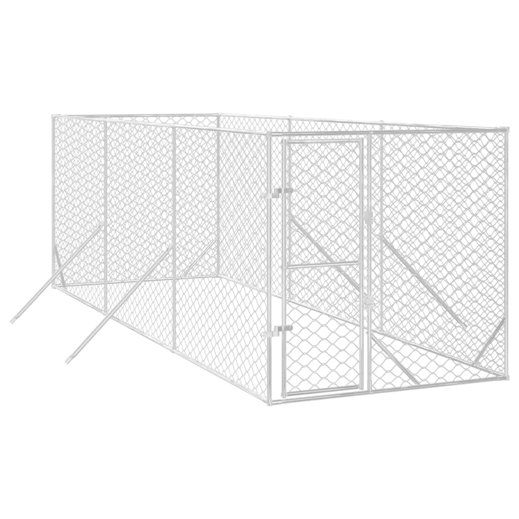 udendørs hundegård 2x6x2 m galvaniseret stål sølvfarvet