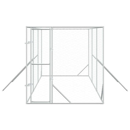 udendørs hundegård 2x6x2 m galvaniseret stål sølvfarvet