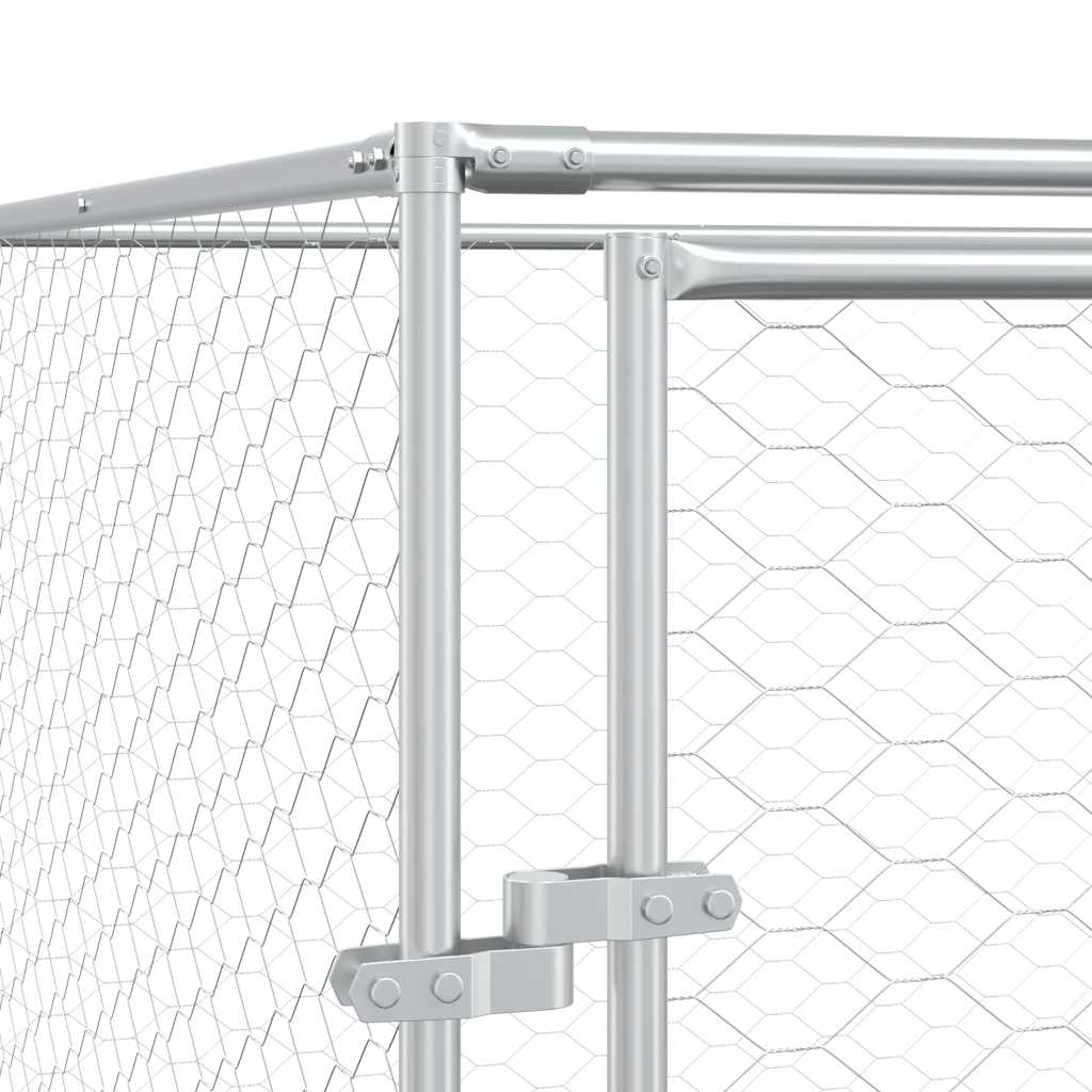 udendørs hundegård 2x6x2 m galvaniseret stål sølvfarvet