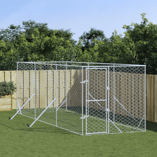 udendørs hundegård 2x6x2 m galvaniseret stål sølvfarvet
