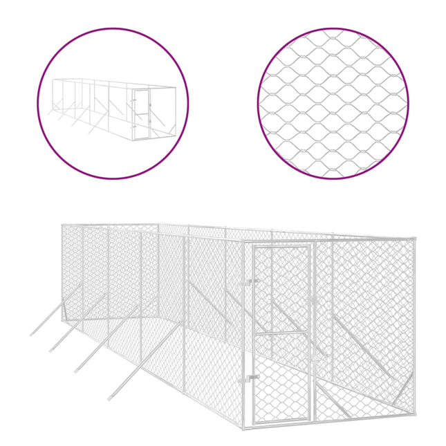 udendørs hundegård 2x10x2 m galvaniseret stål sølvfarvet