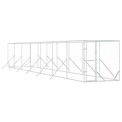 udendørs hundegård 2x14x2 m galvaniseret stål sølvfarvet