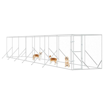udendørs hundegård 2x14x2 m galvaniseret stål sølvfarvet