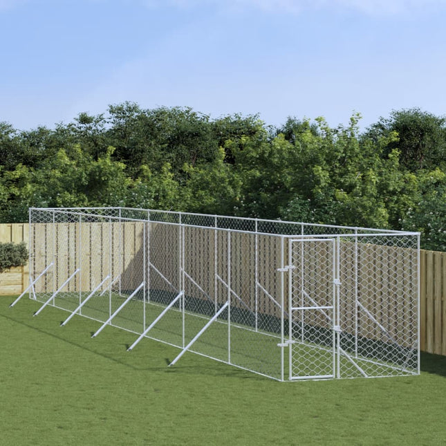 udendørs hundegård 2x14x2 m galvaniseret stål sølvfarvet