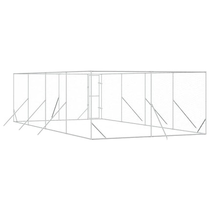 udendørs hundegård 4x8x2 m galvaniseret stål sølvfarvet