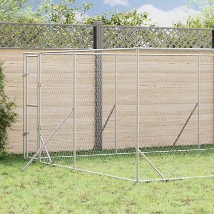 udendørs hundegård 4x8x2 m galvaniseret stål sølvfarvet