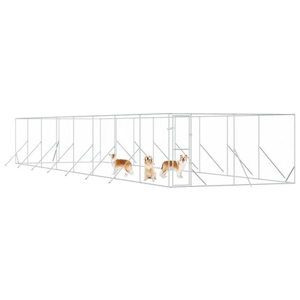 udendørs hundegård 4x16x2 m galvaniseret stål sølvfarvet