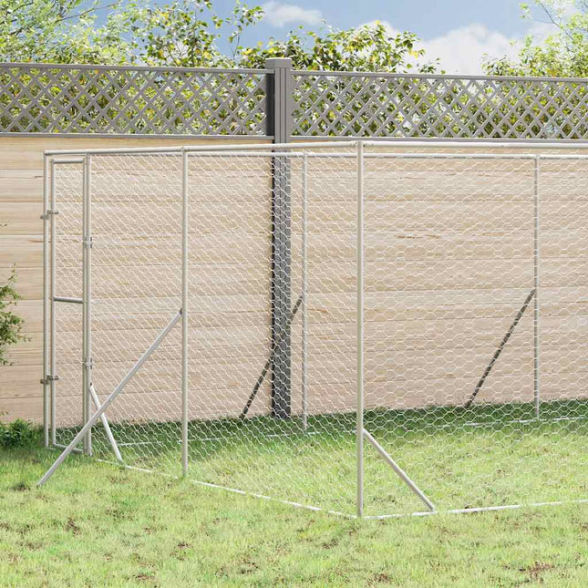 udendørs hundegård 4x16x2 m galvaniseret stål sølvfarvet
