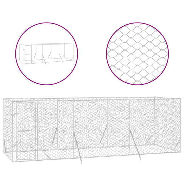 udendørs hundegård 6x2x2 m galvaniseret stål sølvfarvet