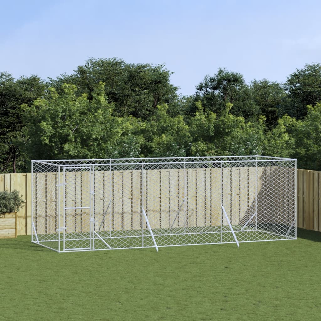 udendørs hundegård 6x2x2 m galvaniseret stål sølvfarvet